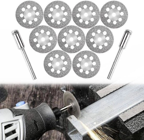 Set di abrasivi 22 mm 10 pezzi + Viti 3 mm - Adatto per seghe a lama tagliente, cesoie e taglio di piastrelle, marmo e pietra.