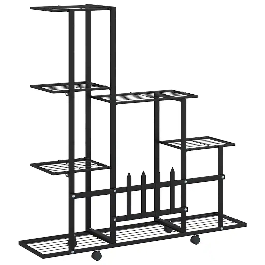 Portapiante | Sostegno per piante con Ruote 94,5x25x92,5 cm Nero in Metallo