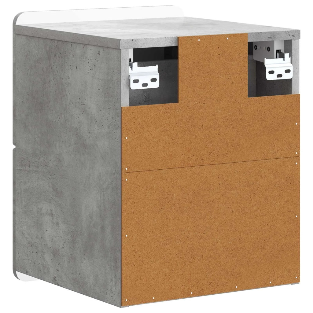 Comodino | Armadio da Notte | Mobiletto da notte a muro Grigio Cemento 33 x 34,5 x 43 cm