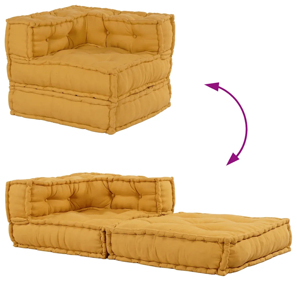 vidaXL Pouf Modulare Giallo 70x70x54 in Tessuto