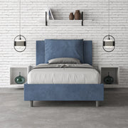 Letto imbottito Piazza e mezzo 110x210 cm Antea - Senza rete,Microfibra,Blu
