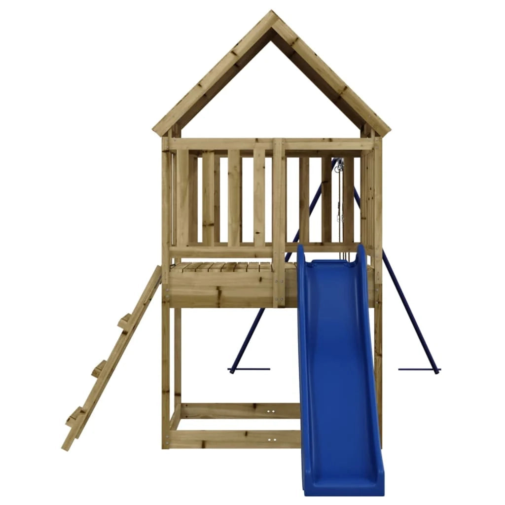 Area giochi all'aperto con altalene scivolo e robuste strutture per arrampicarsi  giochi da giardino 564 x 235 x 228 cm legno di pino impregnato 02_0004819