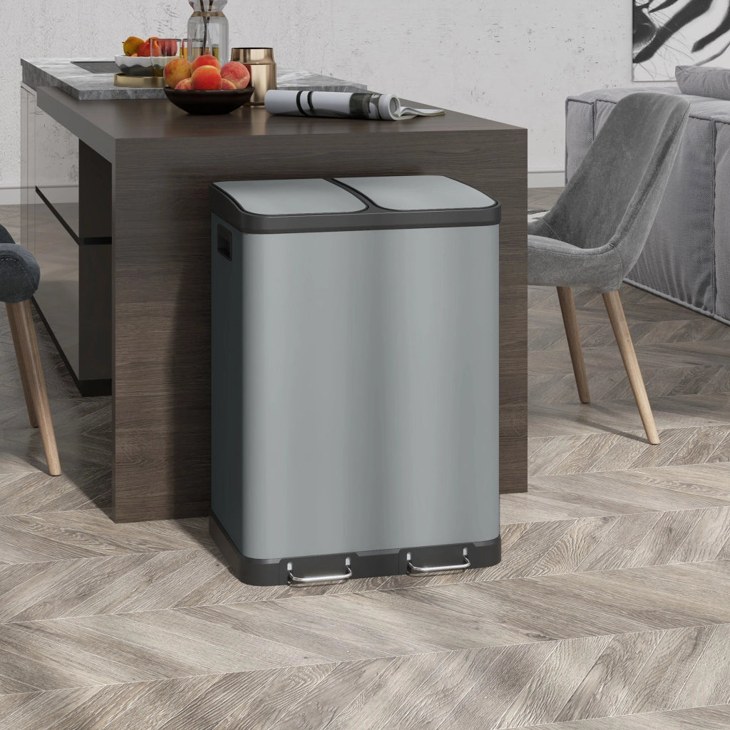 Doppio Cestino per la Raccolta Differenziata 2 x 30L ¨C zephmum ¨C Grigio