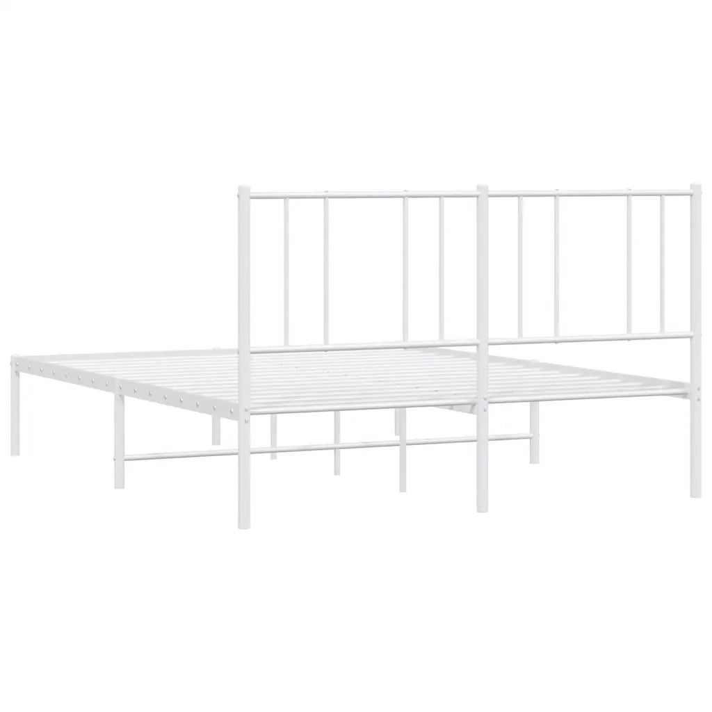Giroletto con Testiera-Struttura Letto con testiera Metallo Bianco 135x190 cm 929871