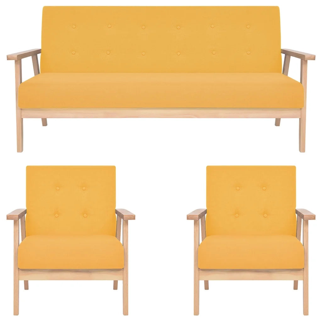 Set di Divani 3 pz in Tessuto Giallo cod mxl 24367