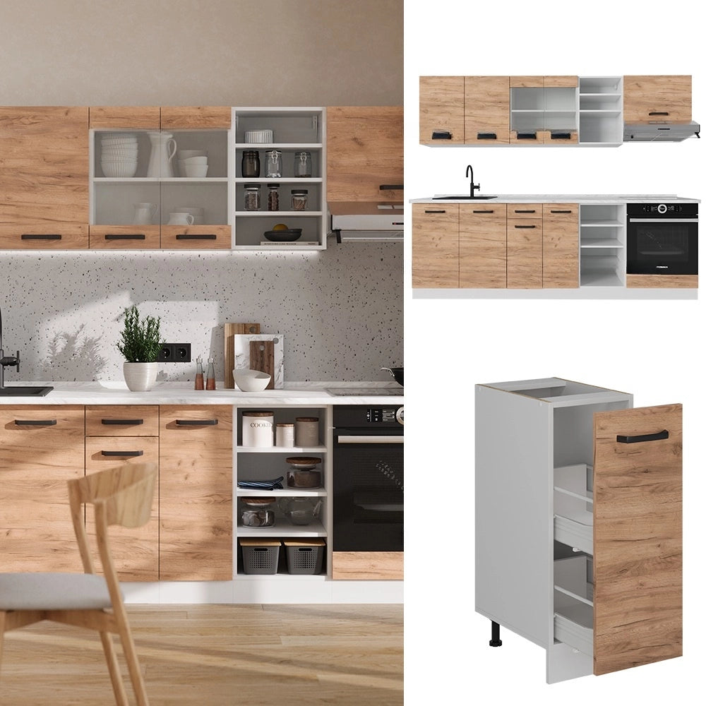 Cucina componibile R-Line Rovere dorato/Bianco 240 cm PT Rovere Vicco