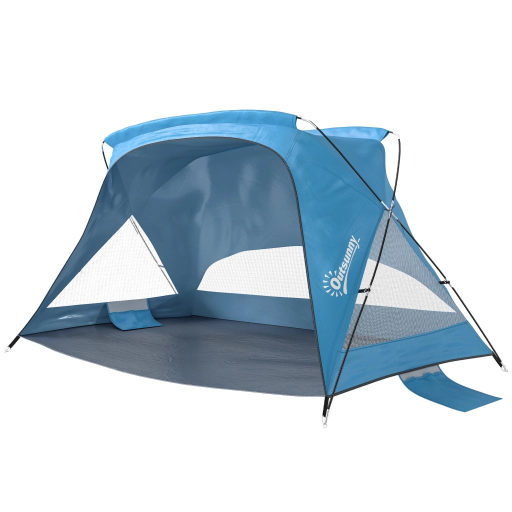 Tenda da spiaggia per 2-3 persone con sacchi di sabbia, porta, finestre, UPF30+ ¨C Minimal ¨C blu cielo