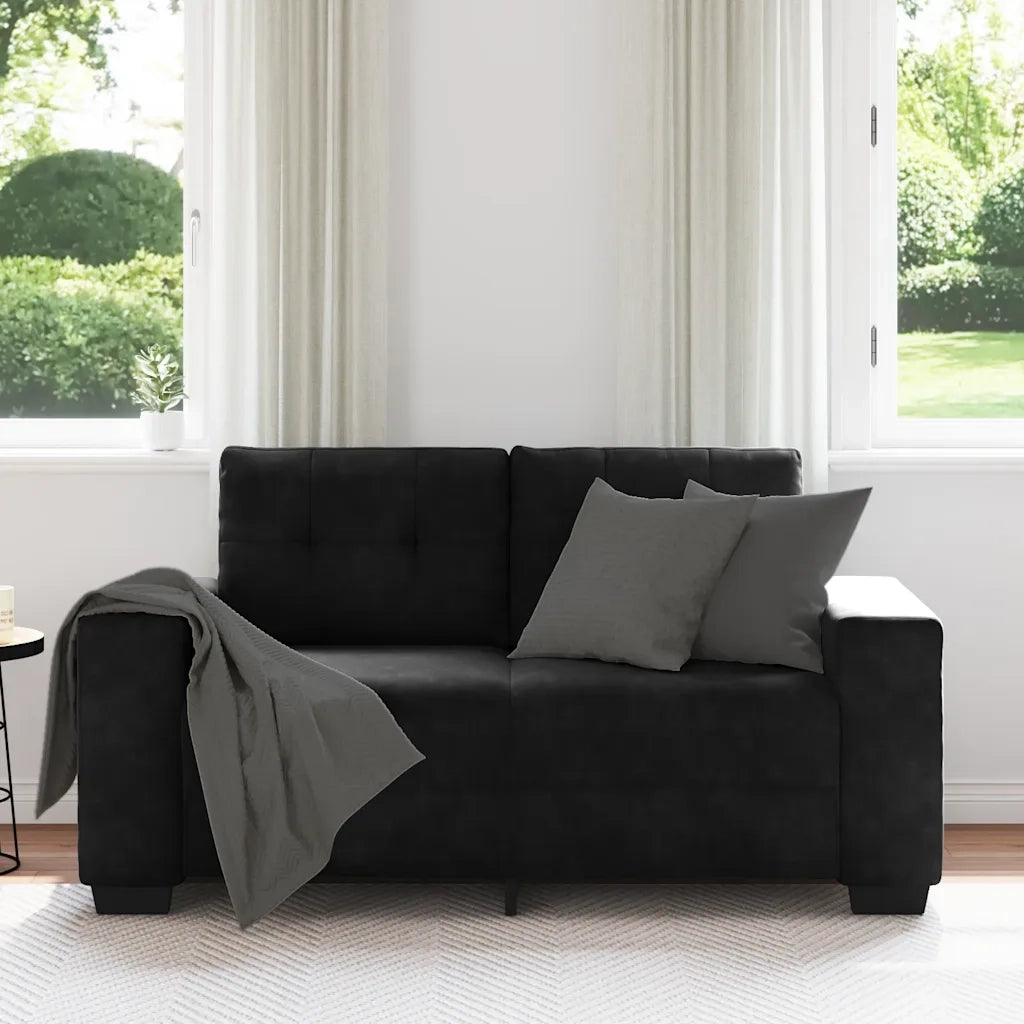 Divano Divanetto Nero 160x77x82 cm in Velluto 4105115