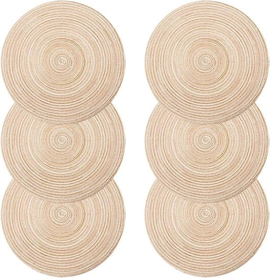 Set di 6 Piastre in PP Tessuto - Lavabile e Resistente al Calore - Antiscivolo - 35 x 35 cm - Ivoia