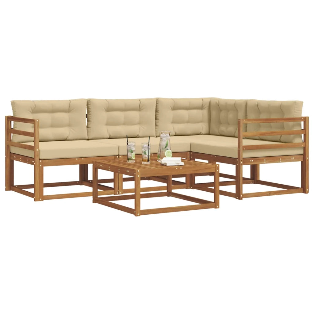 Set di divani da esterno con cuscino 5 pcs Naturale e Beige