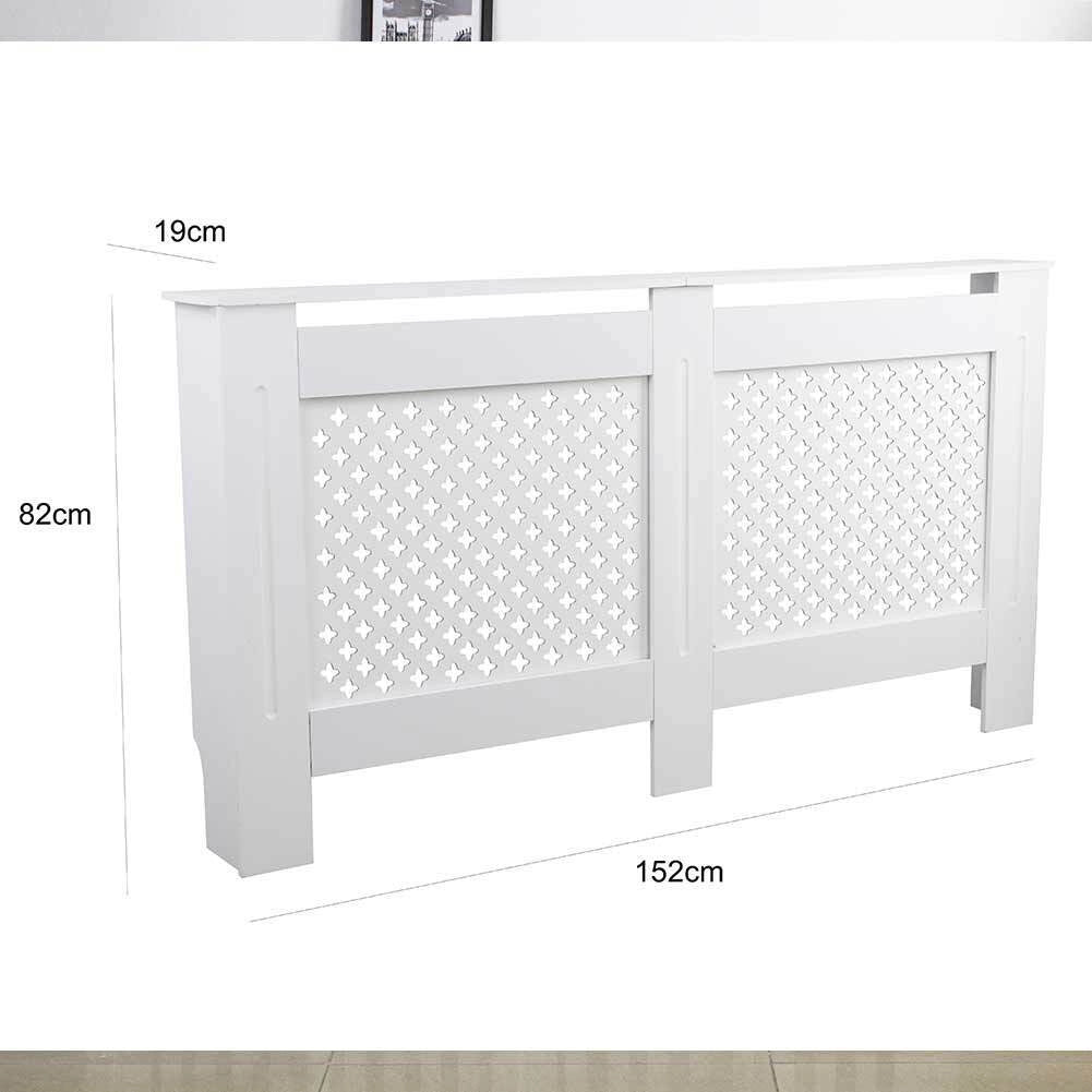 Copritermosifone in Legno MDF 152x19x82cm Copertura Radiatore Calorifero Bianco