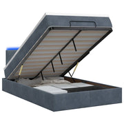 Letto Ottomano con Materasso e LED Grigio Scuro 120 x 190 cm 3458290