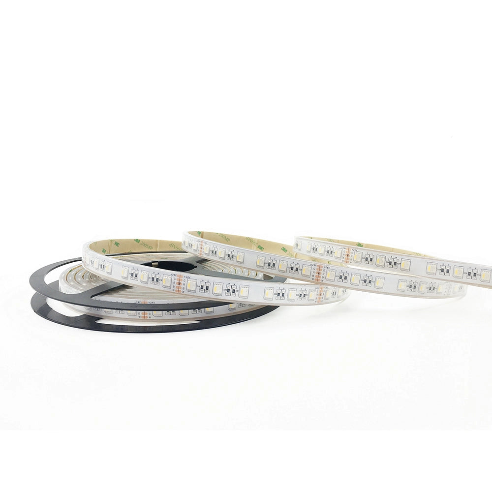 STRIP LED 5050 DC24V IN KAPTON 60 LED PER MT 12W PER MT 280LM PER MT RGB + 4000K DIMMERABILE CON DRIVER DC24V E TELECOMANDO IR INCLUSO 300CM
