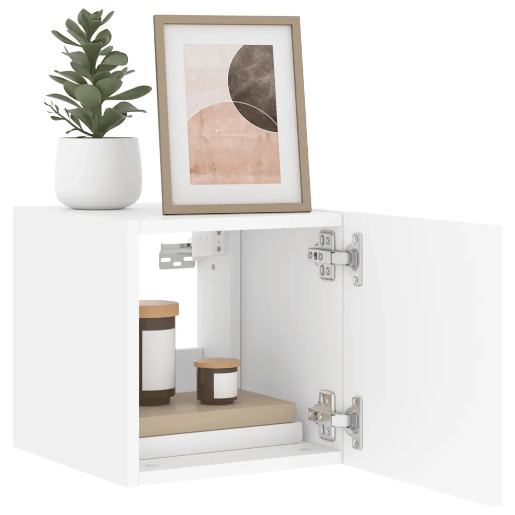 Mobili TV a Parete con Luci LED 2pz-Set di 2 Credenza per TV sospesa Bianchi 30,5x35x30 cm