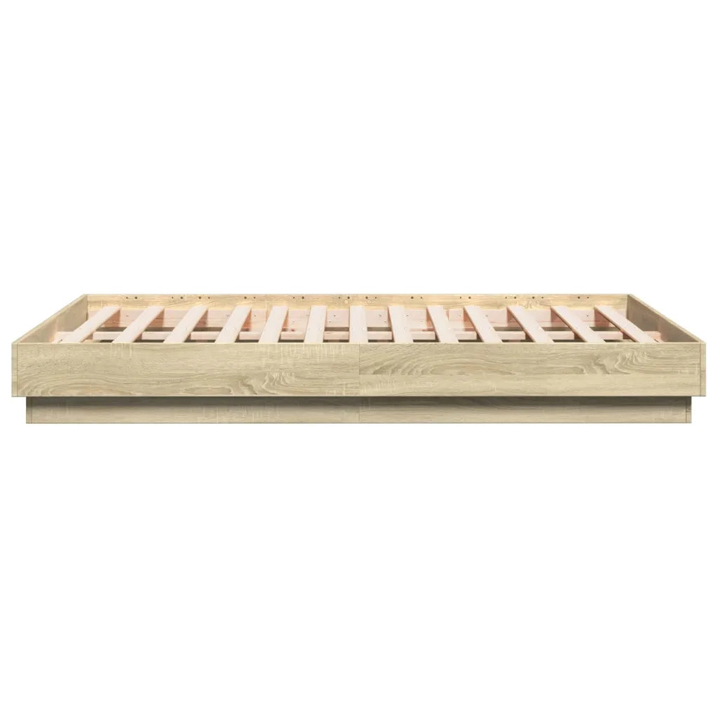 Letto matrimoniale | Letto per adulti | Giroletto con Luci LED Rovere Sonoma 120x190 cm