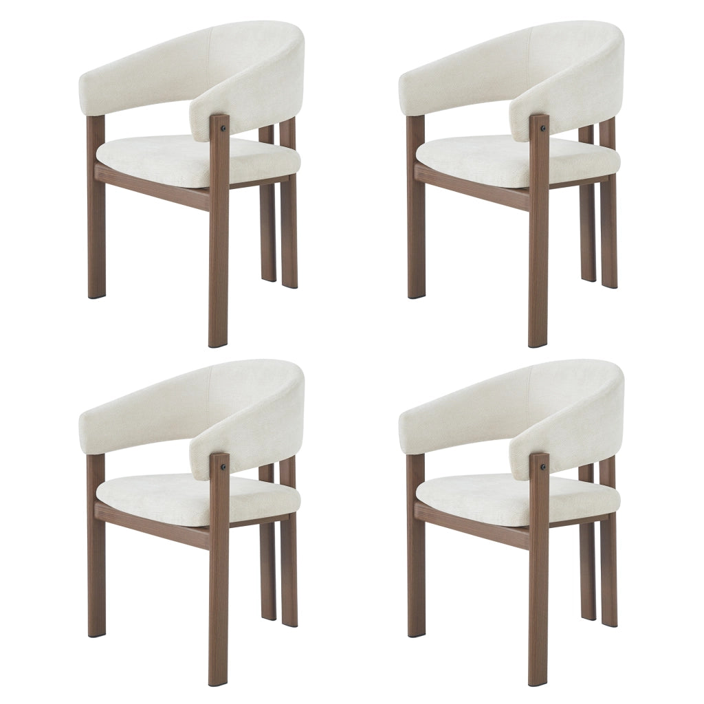 Sedie da pranzo set da 6 con braccioli ergonomici e struttura in metallo effetto noce lino beige 61,5 × 52,5 × 83 cm