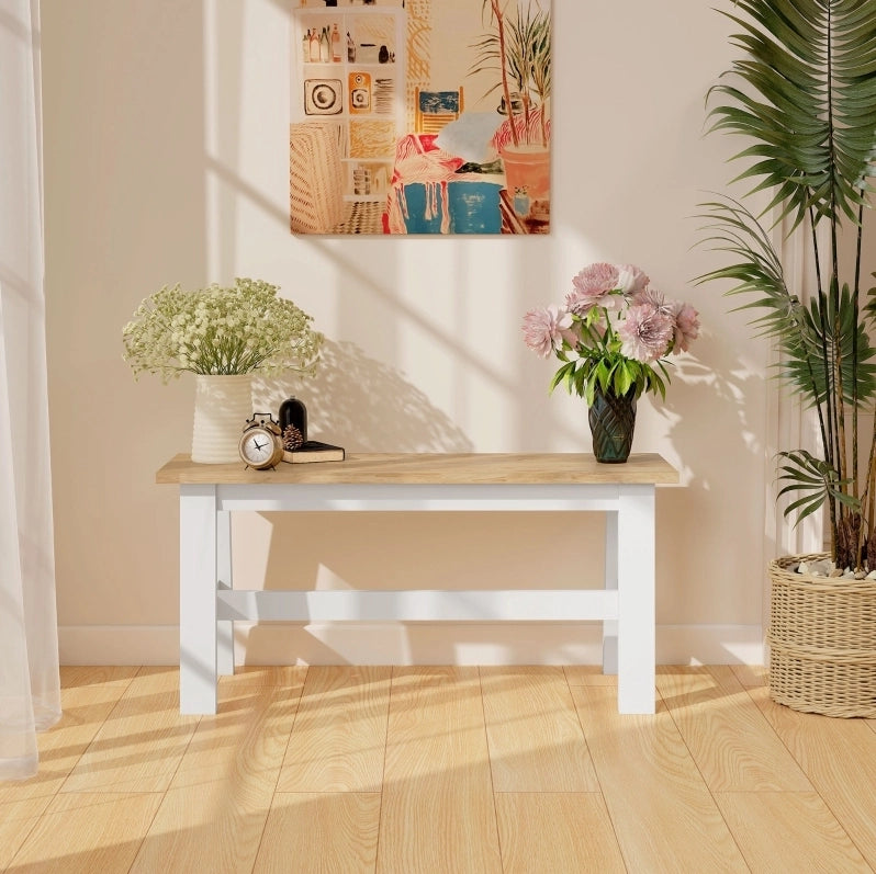 Panca in legno per 2 persone 95 cm effetto rovere bianco