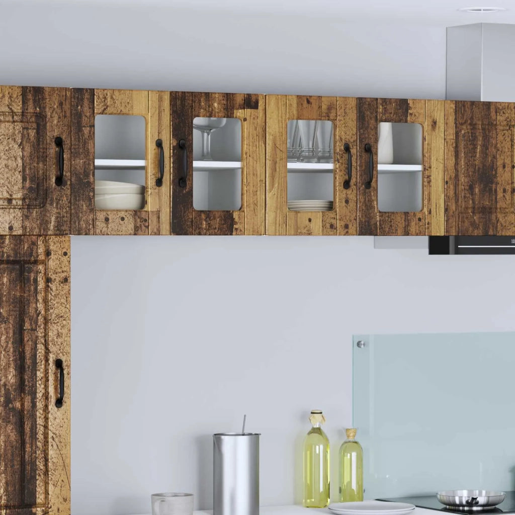 Mobile da cucina con porta 2 pz-Set di 2 Armadio da cucina Legno vecchio 60 x 31 x 40 cm 621468