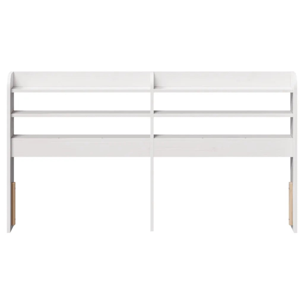 Testiera con Ripiani Bianca 140 cm in Legno Massello di Pino 850951