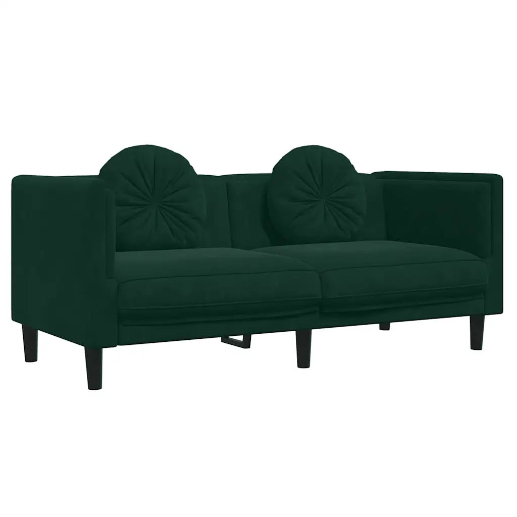 Set di Divani 2 pz con Cuscini Verde Scuro in Velluto 3209259