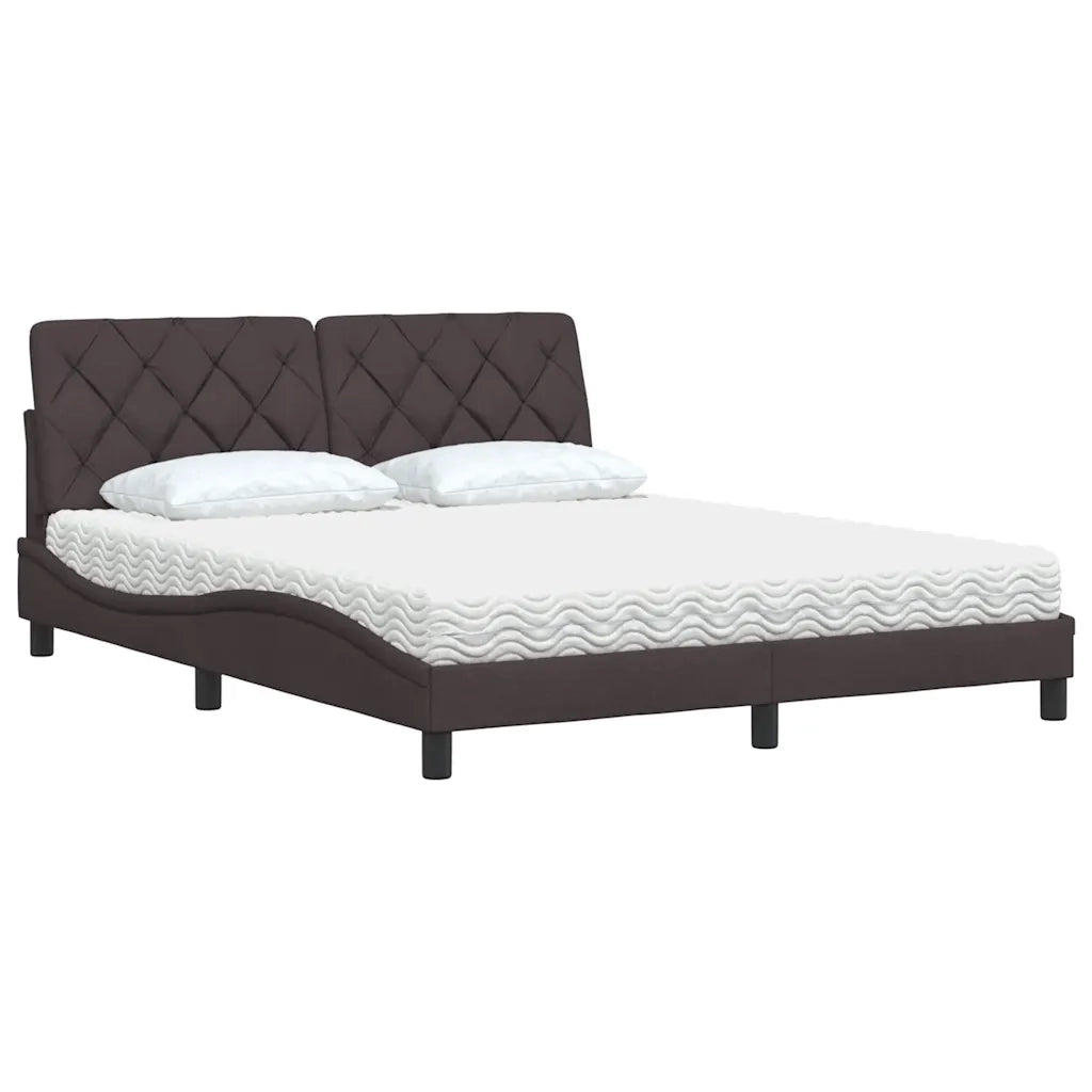 Letto con Materasso Marrone Scuro 160x200cm Tessuto 3310751