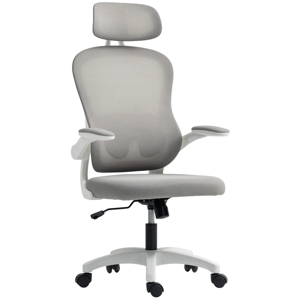 Sedia da ufficio ergonomica ¨C Zephmum ¨C Grigia, rete a doghe, 64x62x115 cm