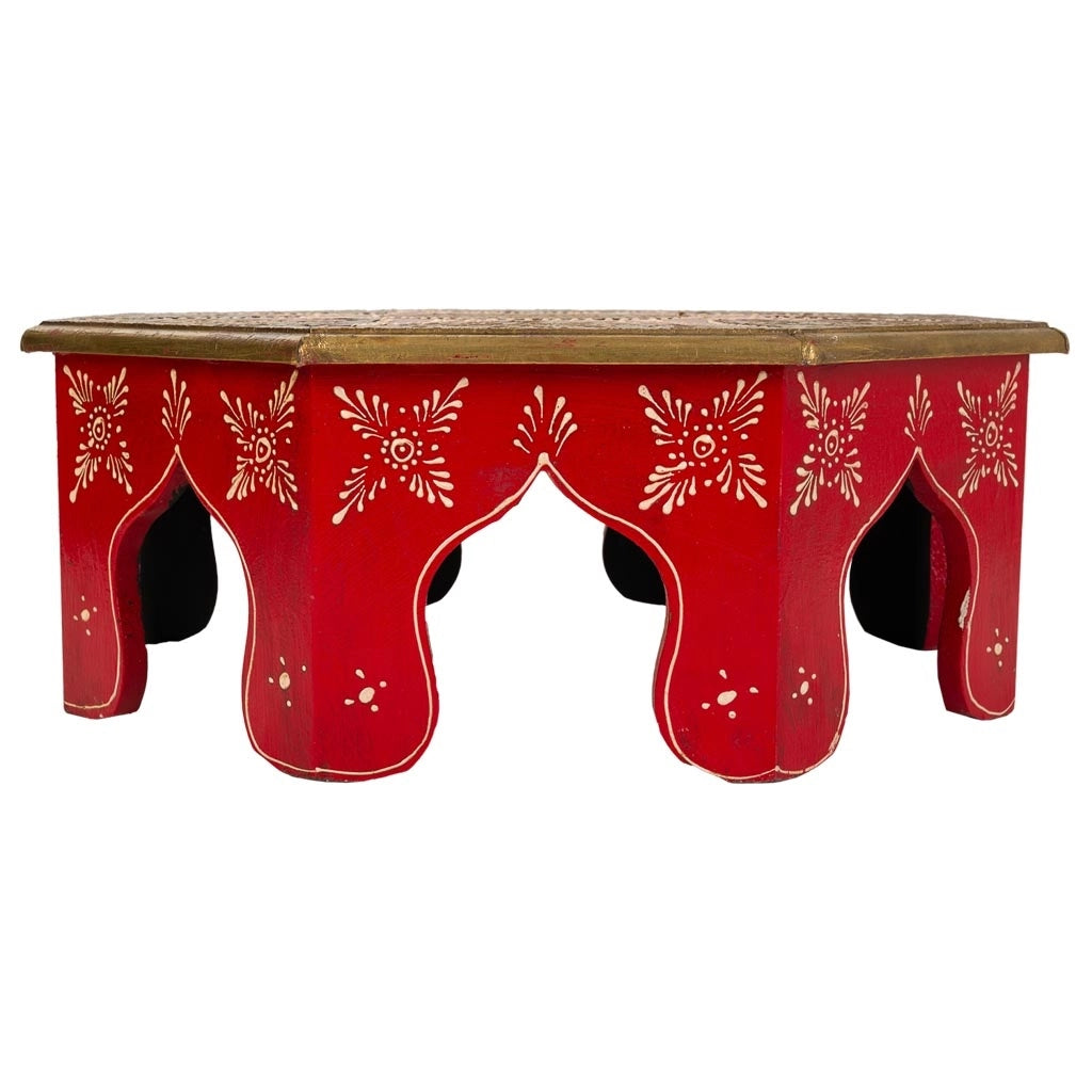 Tavolino in legno e metallo rosso 40x40x15,5h
