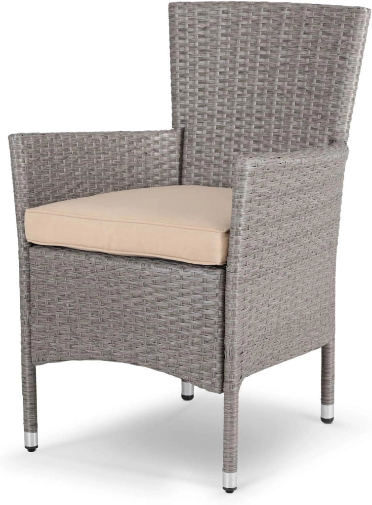 Set di 2 Sedie da Giardino Poly Rattan Impilabile Resistente 160 kg Sedia da Balcone Crema