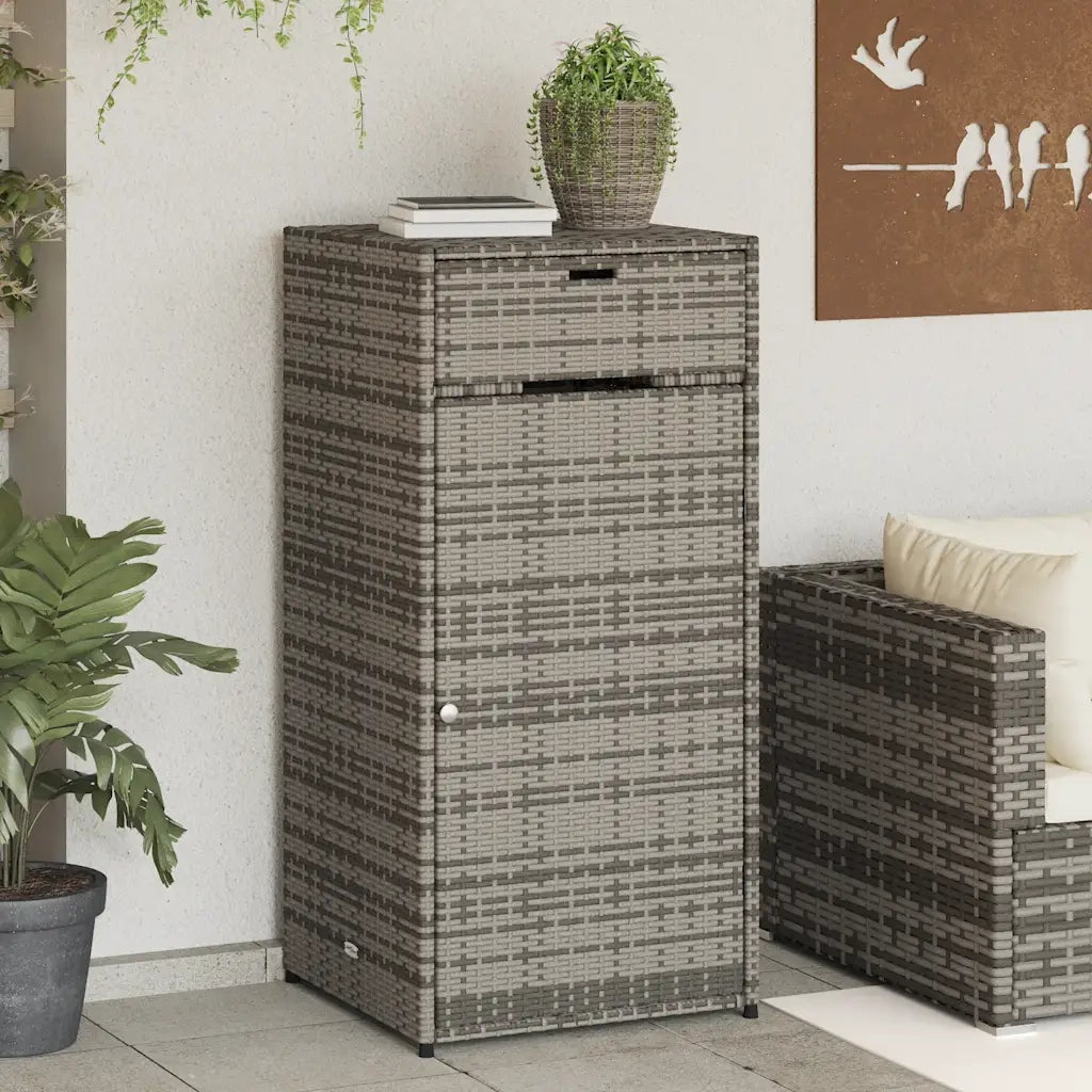 Armadietto Portaoggetti Giardino Grigio 55x55x111cm Polyrattan 365561