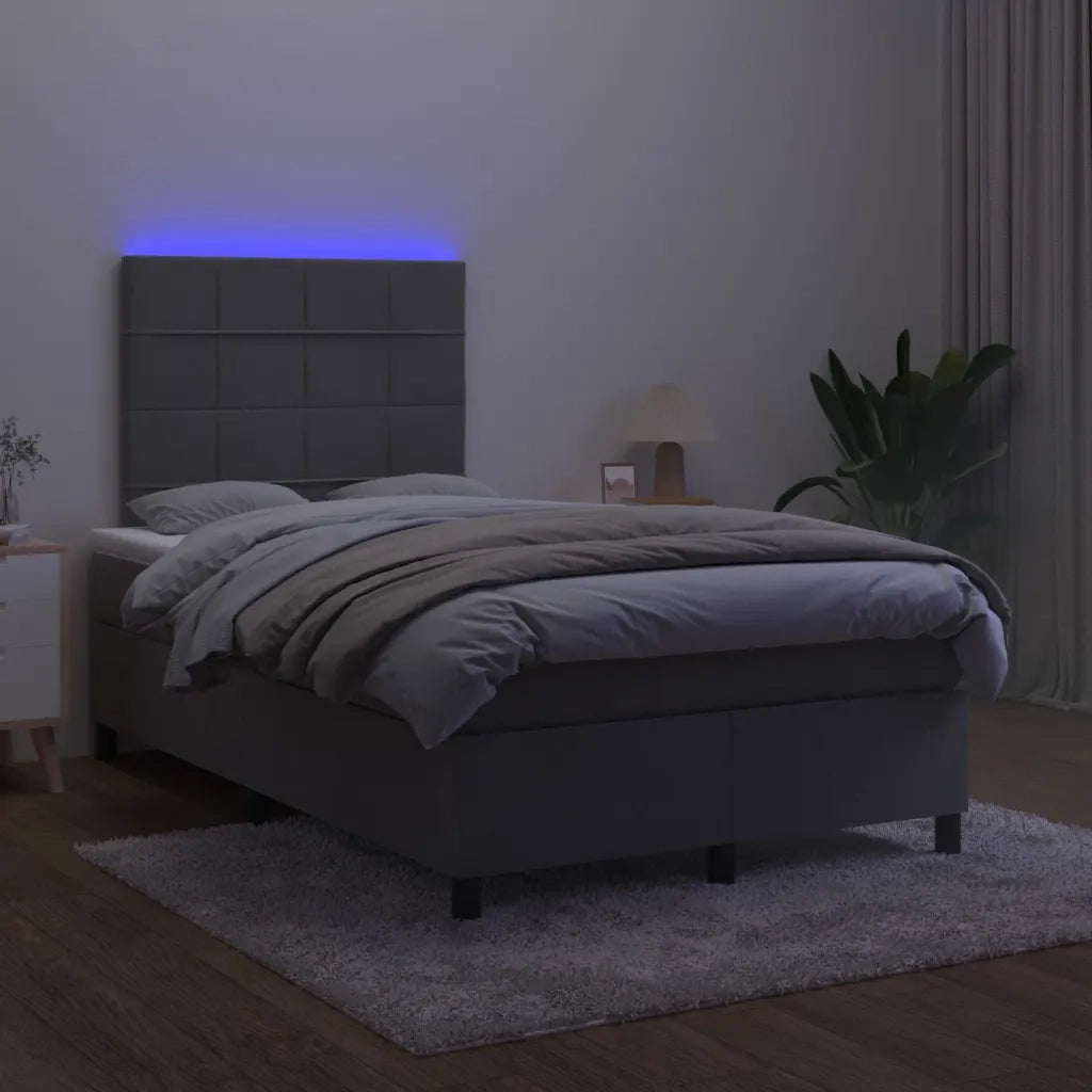 Letto a Molle con Materasso e LED Grigio Scuro 120x200 cm 3136114