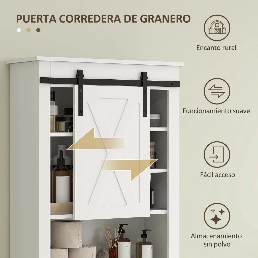 Mobile Bagno Sospeso con Ante Scorrevoli e 6 Scomparti ¨C Zephmum ¨C 67x25x172 Bianco
