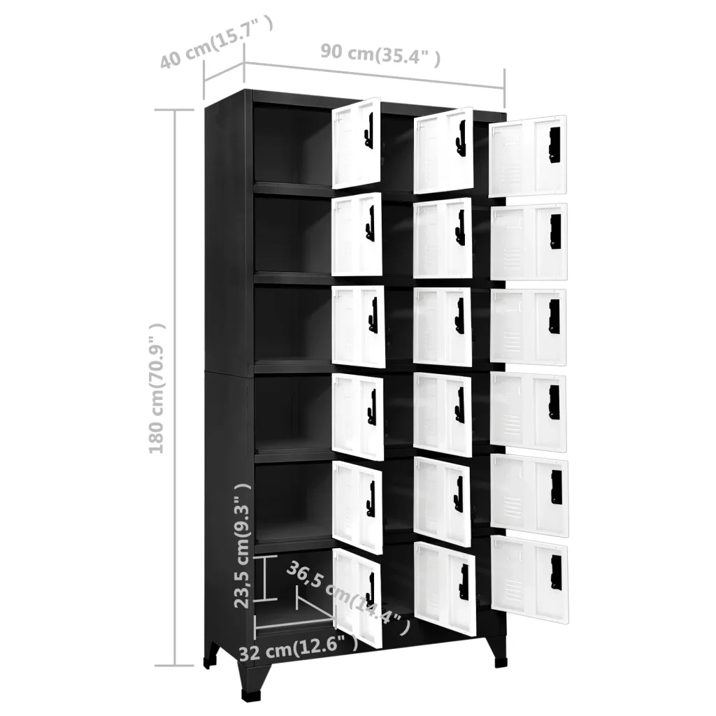 Armadietto moderno con ante chiudibili a chiave 90 x 40 x 180 cm acciaio antracite 02_0047042