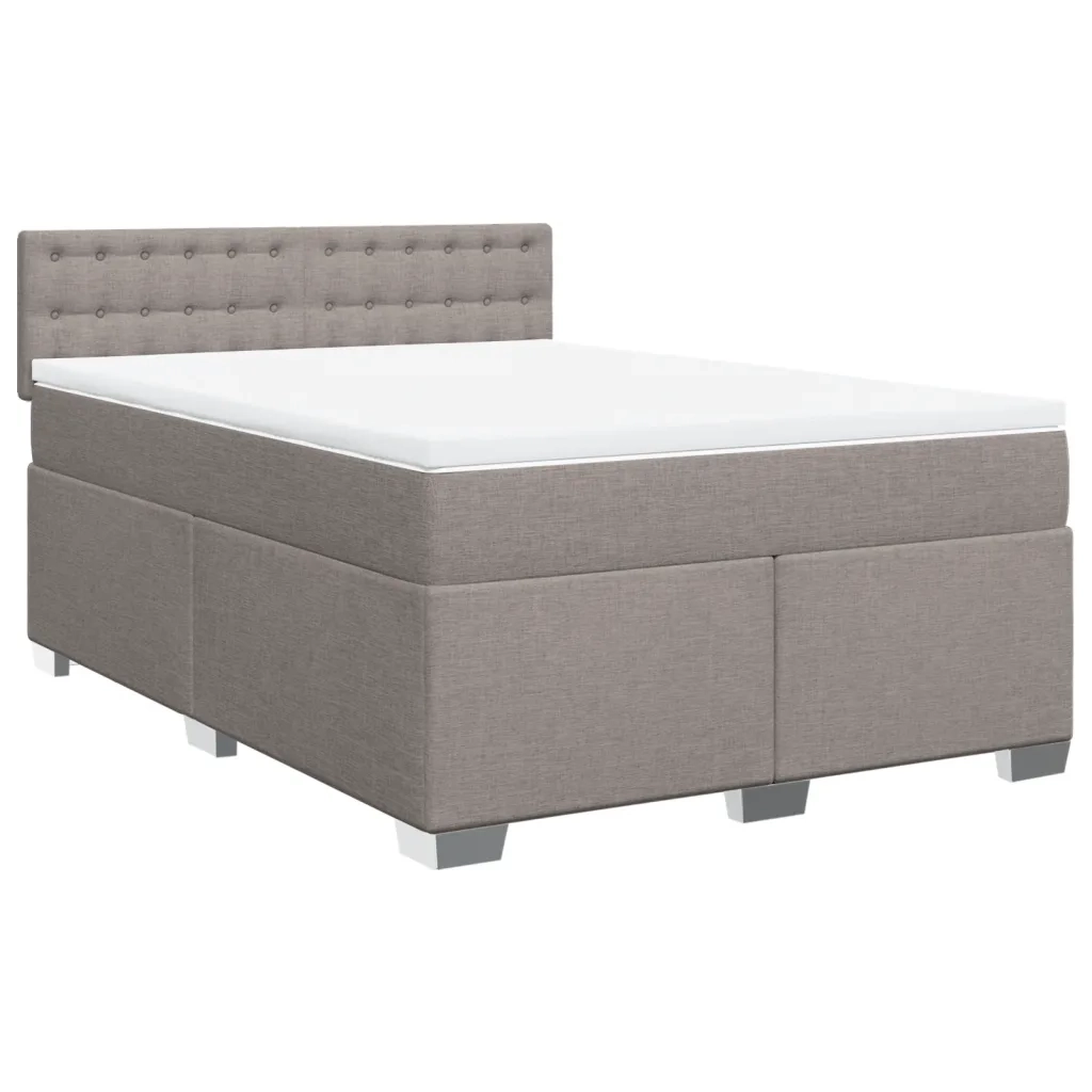 vidaXL Giroletto a Molle con Materasso Tortora 160x200 cm in Tessuto