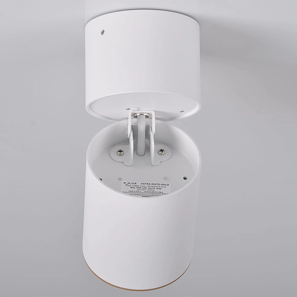 Faretto plafone orientabile GU10 bianco-oro Astra Polux