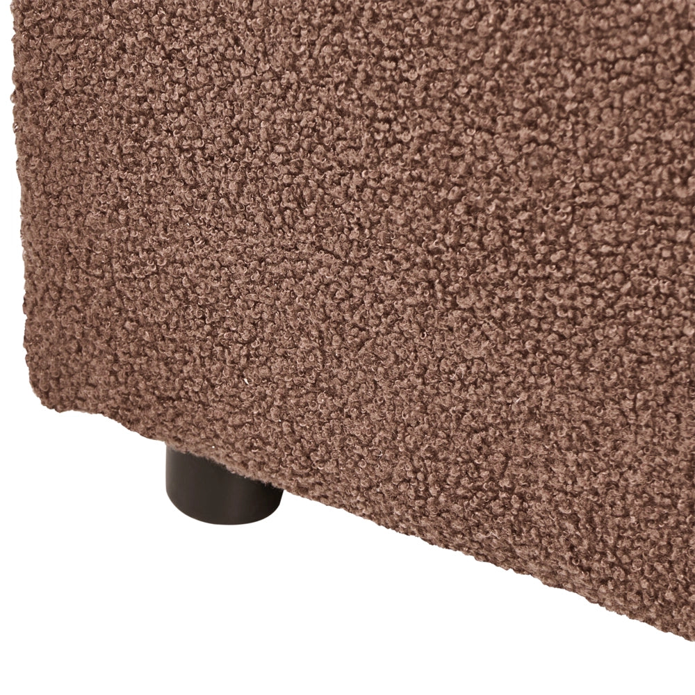 Pouf rettangolare in bouclé marrone stile moderno