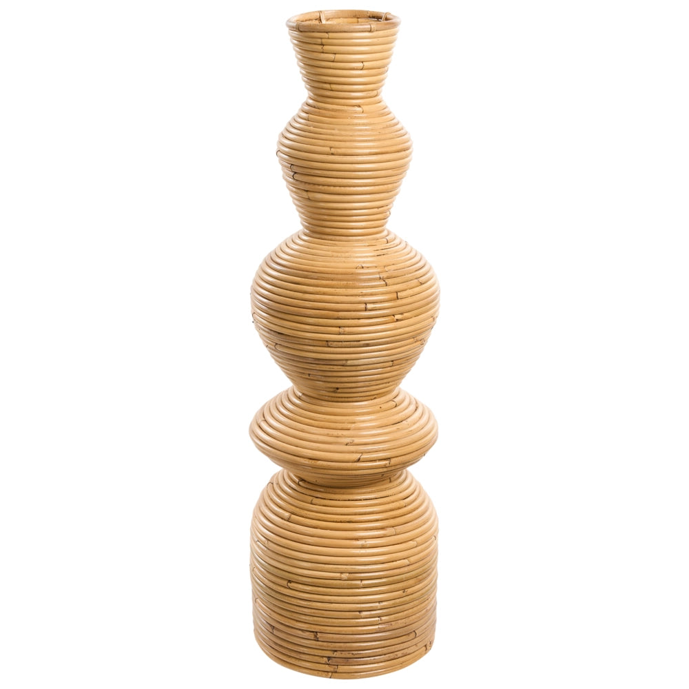 Vaso in rattan naturale da 70 cm, decorazione per interni ed esterni, in stile boho rustico intrecciato