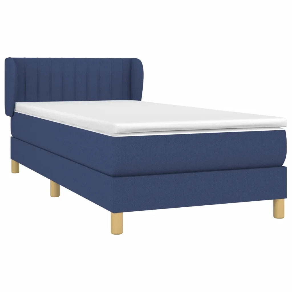 Giroletto a Molle con Materasso-Struttura Letto Blu 90x190 cm in Tessuto 433352