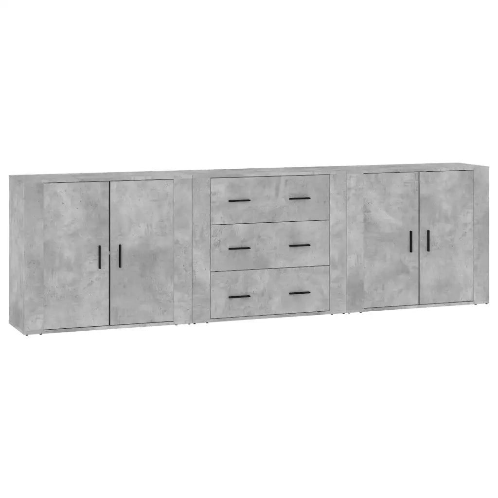 Credenze 3 pz | Madia | Buffet da pranzo | Armadio da pranzo Grigio Cemento in Legno Multistrato