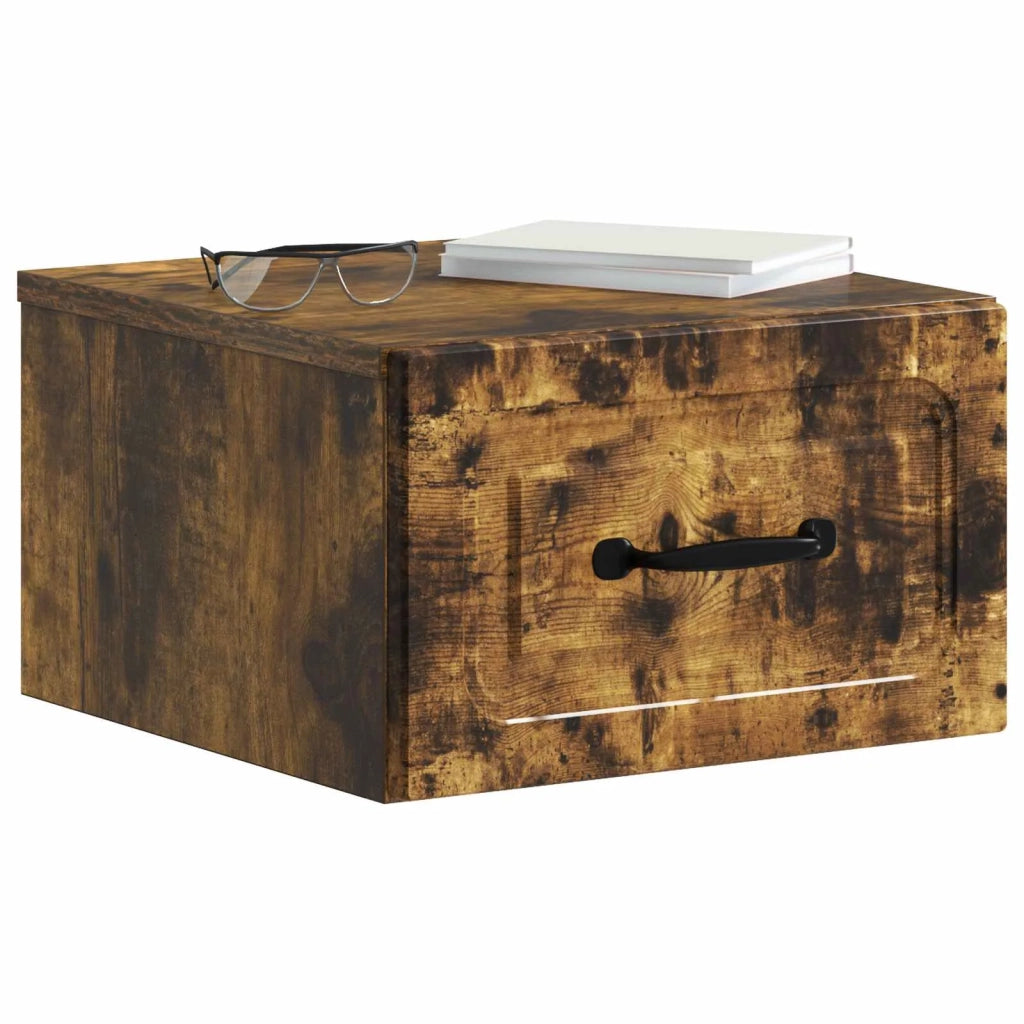 Mobiletto da notte a muro Rovere Fumo 34,5 x 33 x 20 cm 899285