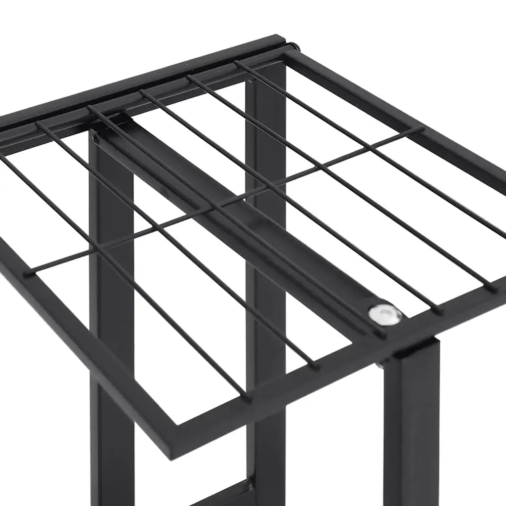 Fioriera | Cassetta per fiori | Vaso a 4 Piani con Ruote 44x23x80 cm Ferro Nero