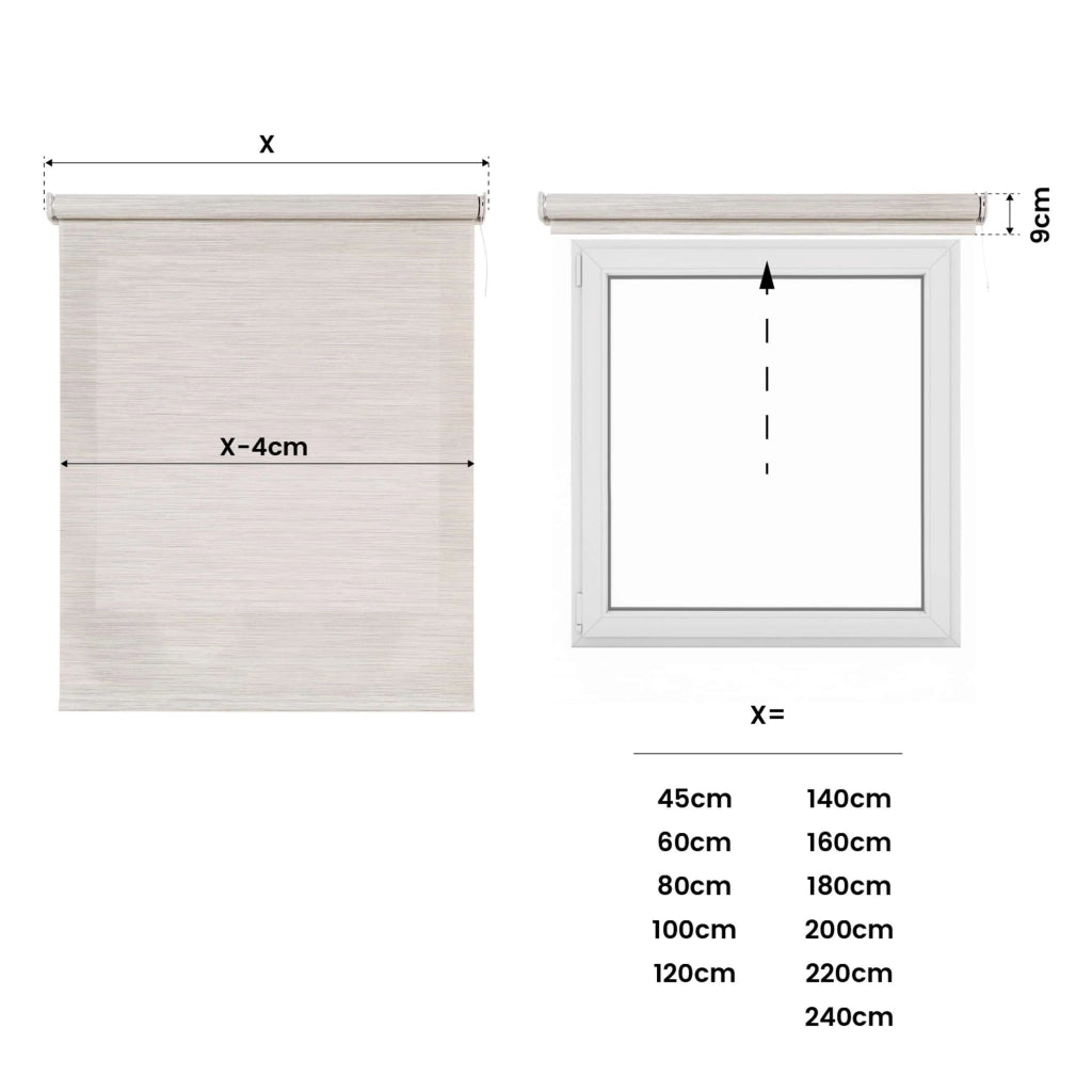 Tende a Rullo Motorizzate Screen Premium con finiture in alluminio Tessuto Tecnico con Motore e Telecomando  Grigio-Beige 80x250 cm