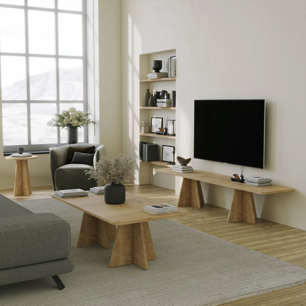 Ottana, Tavolino da Salotto Forma Rettangolare, 120x60x40h cm Marrone Rovere