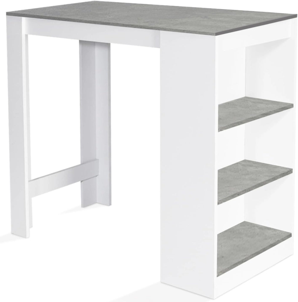 Tavolo alto da bar BARTH per 2-4 persone, legno bianco, piano effetto cemento