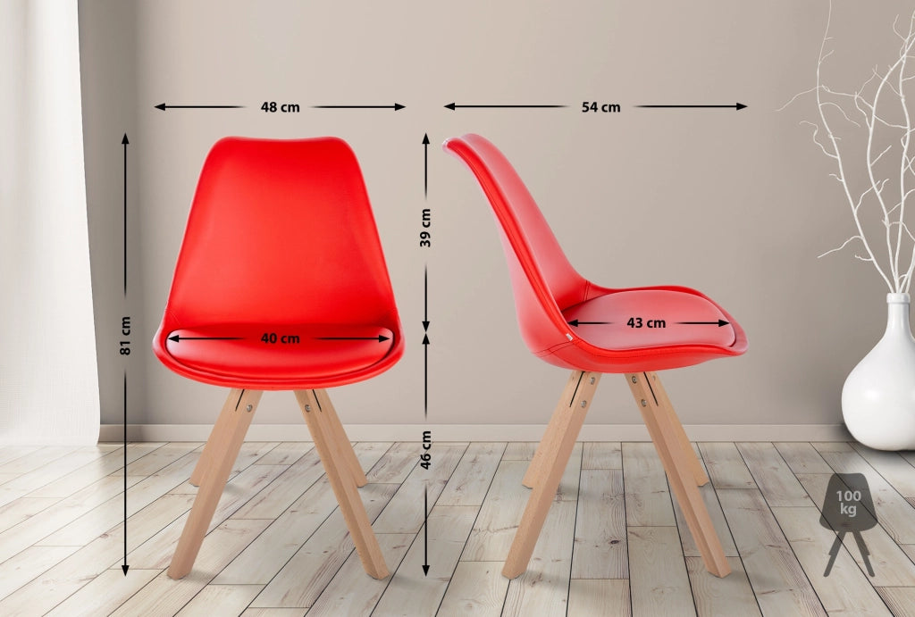 Sedia Sofia in similpelle rosso,natura (quadrato)