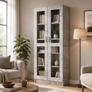 Display Cabinet, Concrete Grey, 82.5x30.5x185.5 Cm, Wood-based Material