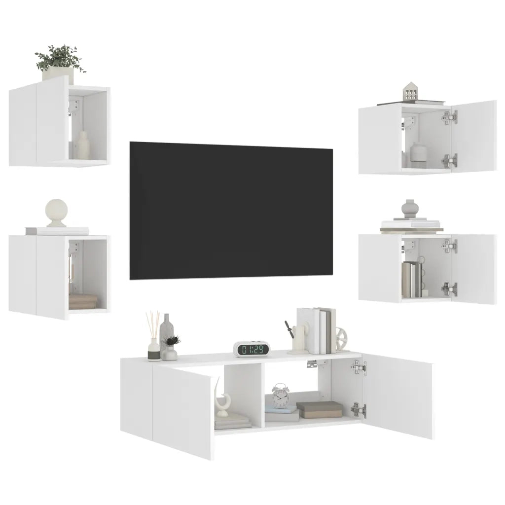 Mobili TV a Muro 5pz con Luci LED Bianchi 3216860