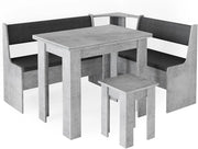 Gruppo panca ad angolo Roman, Calcestruzzo, 150 x 120 cm con tavolo, adatto per il posizionamento ad angolo in cucine e sale da pranzo