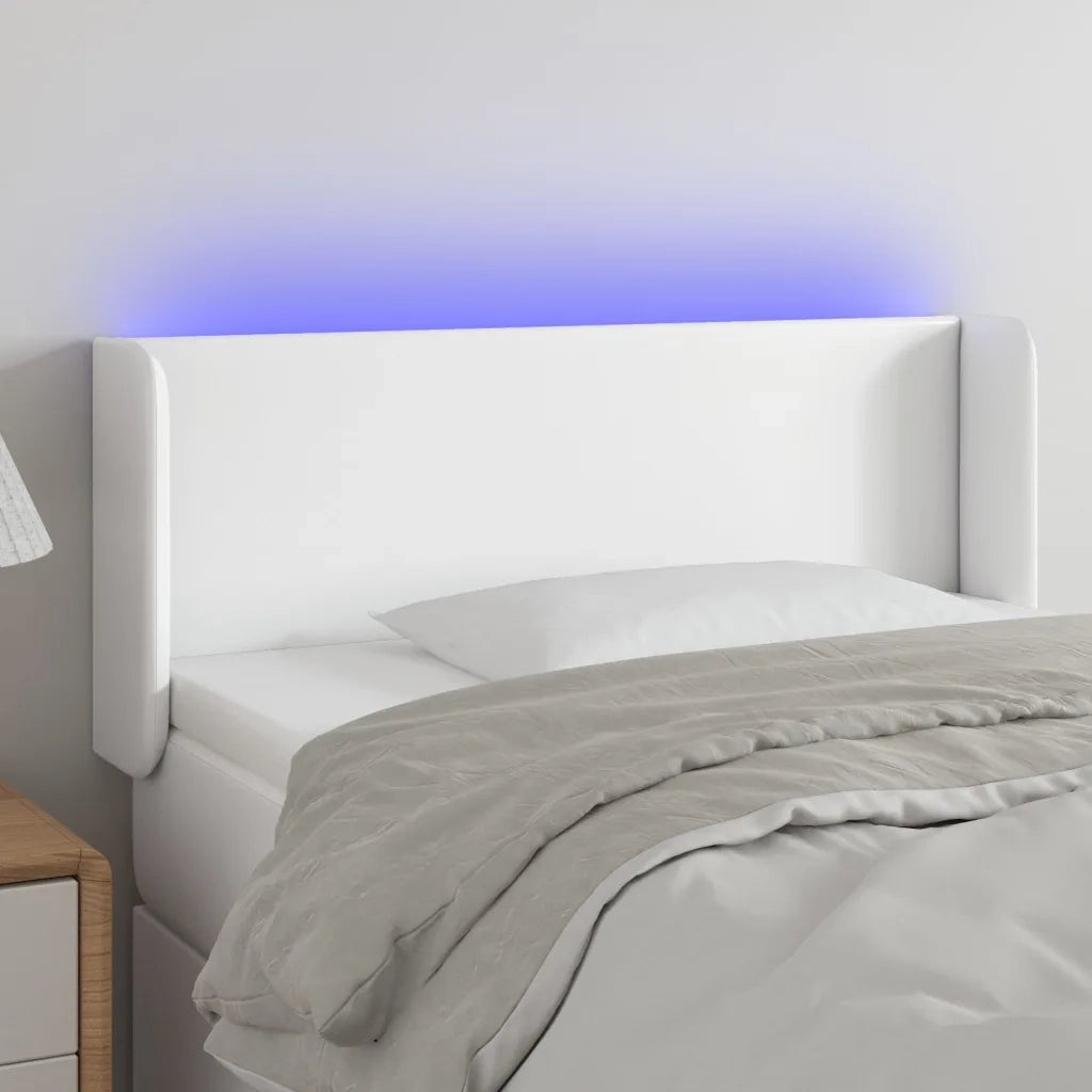 Testiera | Testata a LED Bianca 93x16x78/88 cm in Similpelle