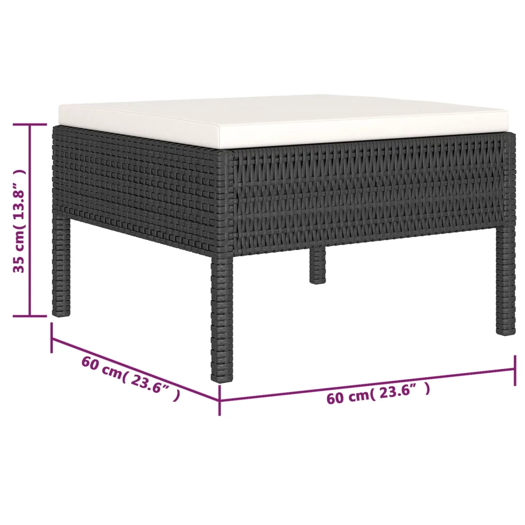 Set Divani da Giardino 6 pz con Cuscini in Polyrattan Nero cod mxl 37800