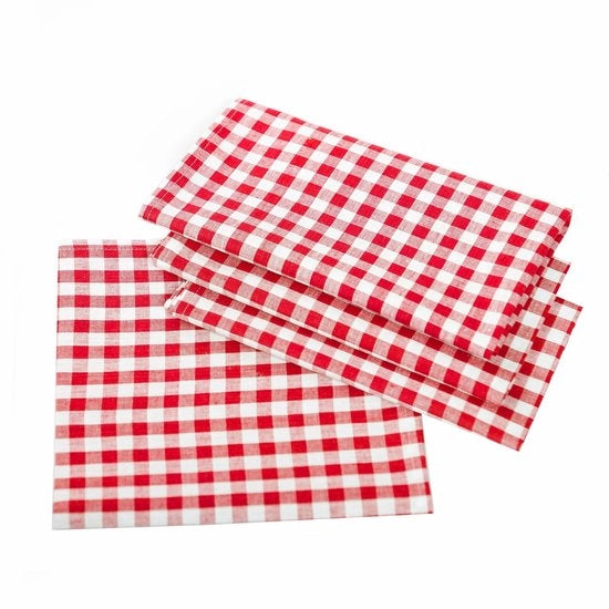 Tovaglia a Quadri 100% Cotone - Scelta di Colori e Dimensioni - A Quadri Rosso e Bianco - 130 x 250 cm Rettangolare
